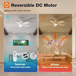 addlon Ceiling Fans with Lights, 42 Inch Low Profile Ceiling Fan with Light And Remote Control, White