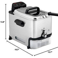 T-fal 3.5L Stainless Steel Deep Fryer with Basket, 1700W, Oil Filtration, Temp Control, Digital Timer, Dishwasher Safe Parts