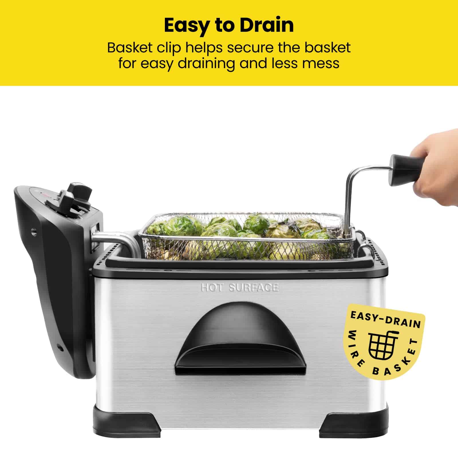 Chefman 4.5 Liter Deep Fryer w/Basket Strainer, XL Jumbo Size, Adjustable Temperature & Timer, Stainless Steel