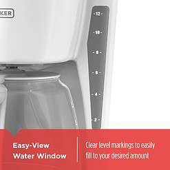 BLACK+DECKER CM1160W 12-Cup Digital Coffee Maker, Programmable, Washable Basket Filter, White