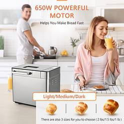 EUHOMY Bread Maker Machine 2LB Bread Maker for 3 Loaf Sizes & 3 Crust Colors, Gluten Free