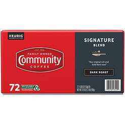 Community Coffee Signature Blend 72 Count Coffee Pods, Dark Roast, Compatible with Keurig 2.0 K-Cup Brewers, Box of 72 Pods