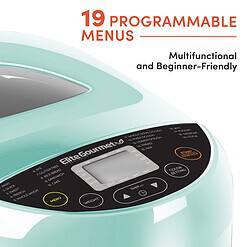 Elite Gourmet EBM8103M Programmable Bread Maker Machine 3 Loaf Sizes, 2 Lbs, Mint