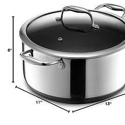 HexClad Hybrid Nonstick 8-Quart Stockpot with Tempered Glass Lid, Dishwasher Safe, Induction Ready, Compatible with All Cooktops