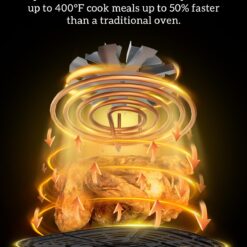 Kitchen Elite Air Fryer Oven 5.5 Qt, 6-in-1 Digital Display Compact Cooker, Stainless Steel, Black