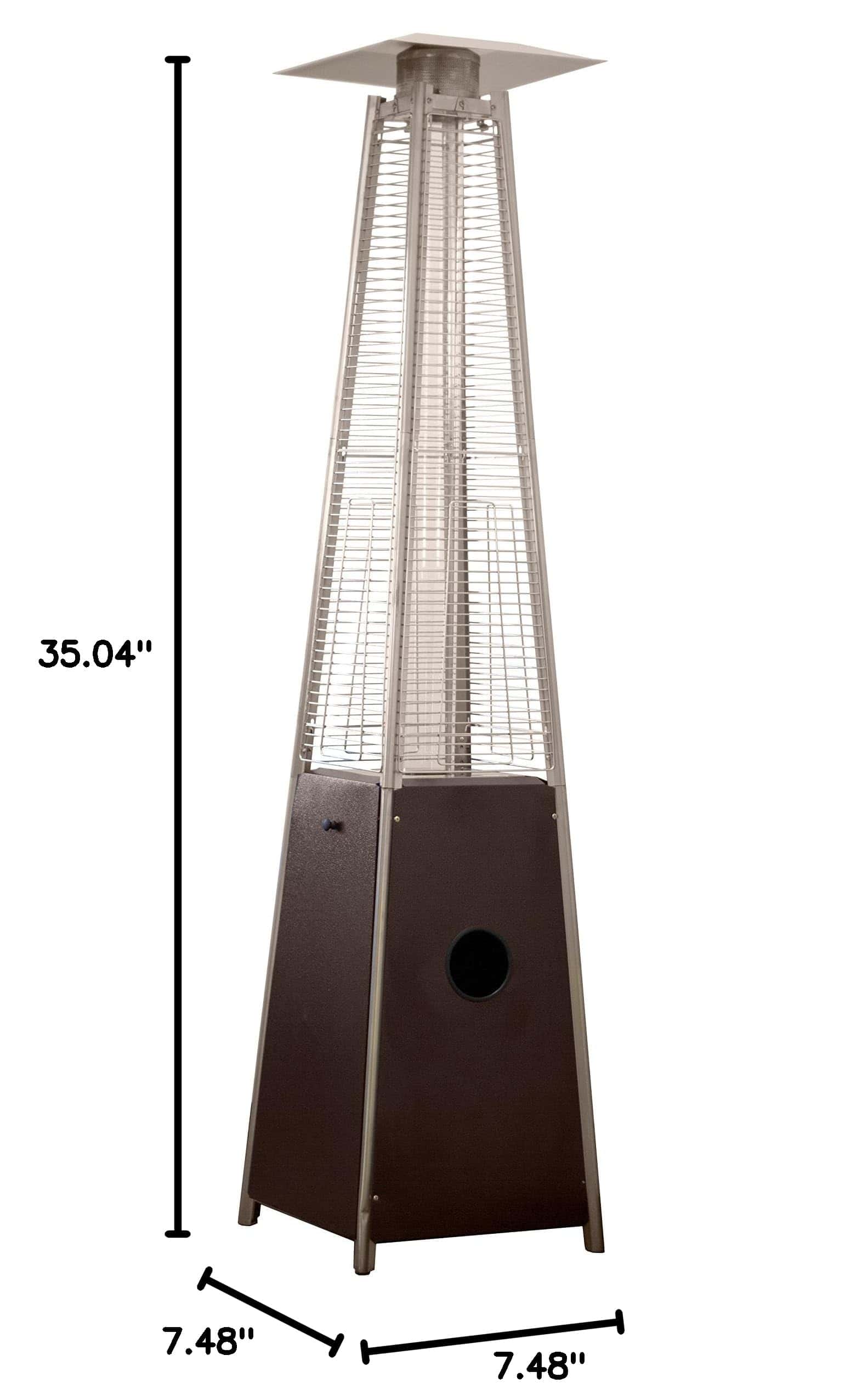 XtremepowerUS Hiland HLDSO1-WGTHG Pyramid Glass Tube Propane Patio Heater w/Wheels, 40,000 BTU, Hammered Bronze