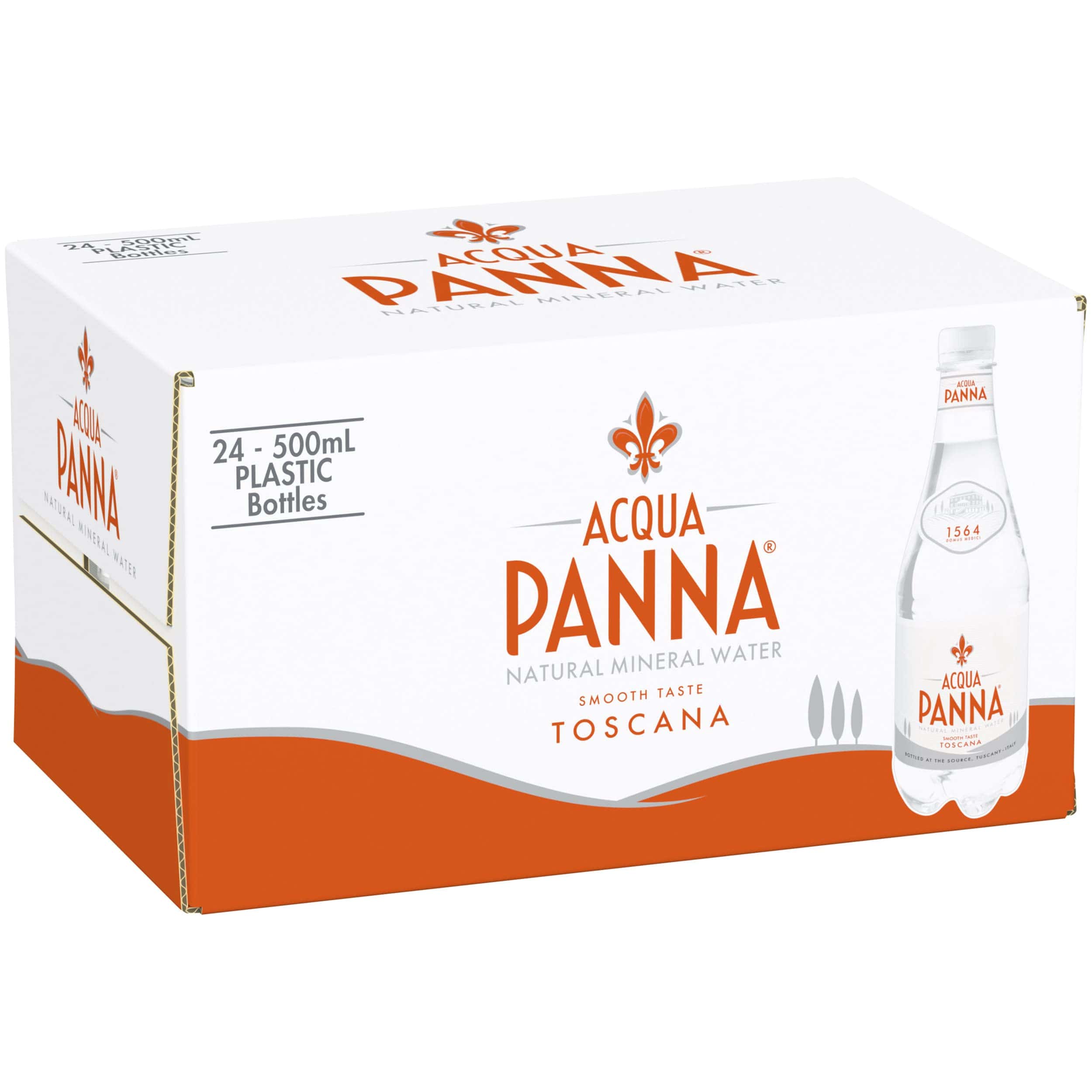Acqua Panna Natural Spring Water, 16.9 Fl. Oz. Plastic Bottles, Pack of 24
