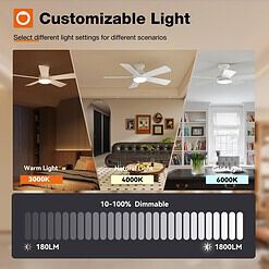 addlon Ceiling Fans with Lights, 42 Inch Low Profile Ceiling Fan with Light And Remote Control, White
