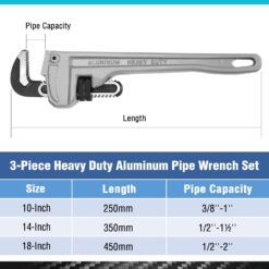 DURATECH 3-Piece Heavy Duty Aluminum Straight Pipe Wrench Set