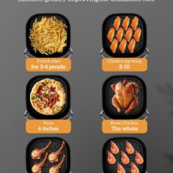 Kitchen Elite Air Fryer Oven 5.5 Qt, 6-in-1 Digital Display Compact Cooker, Stainless Steel, Black