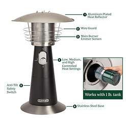 Cuisinart COH-500 Portable Tabletop Patio, 11 000 BTU Outdoor Propane Heater, Black