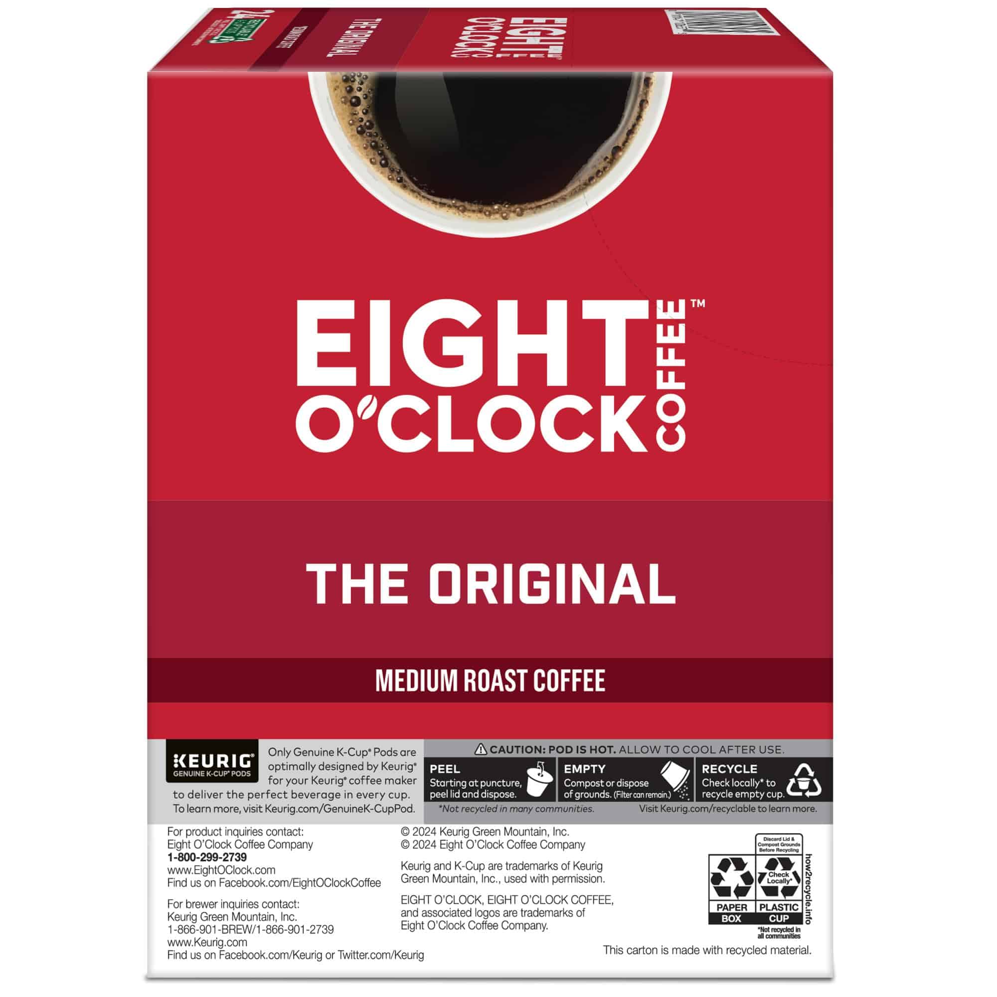 Eight O'Clock Coffee The Original Keurig Single-Serve K-Cup Pods, Medium Roast Coffee, 96 Count (4 Packs of 24)
