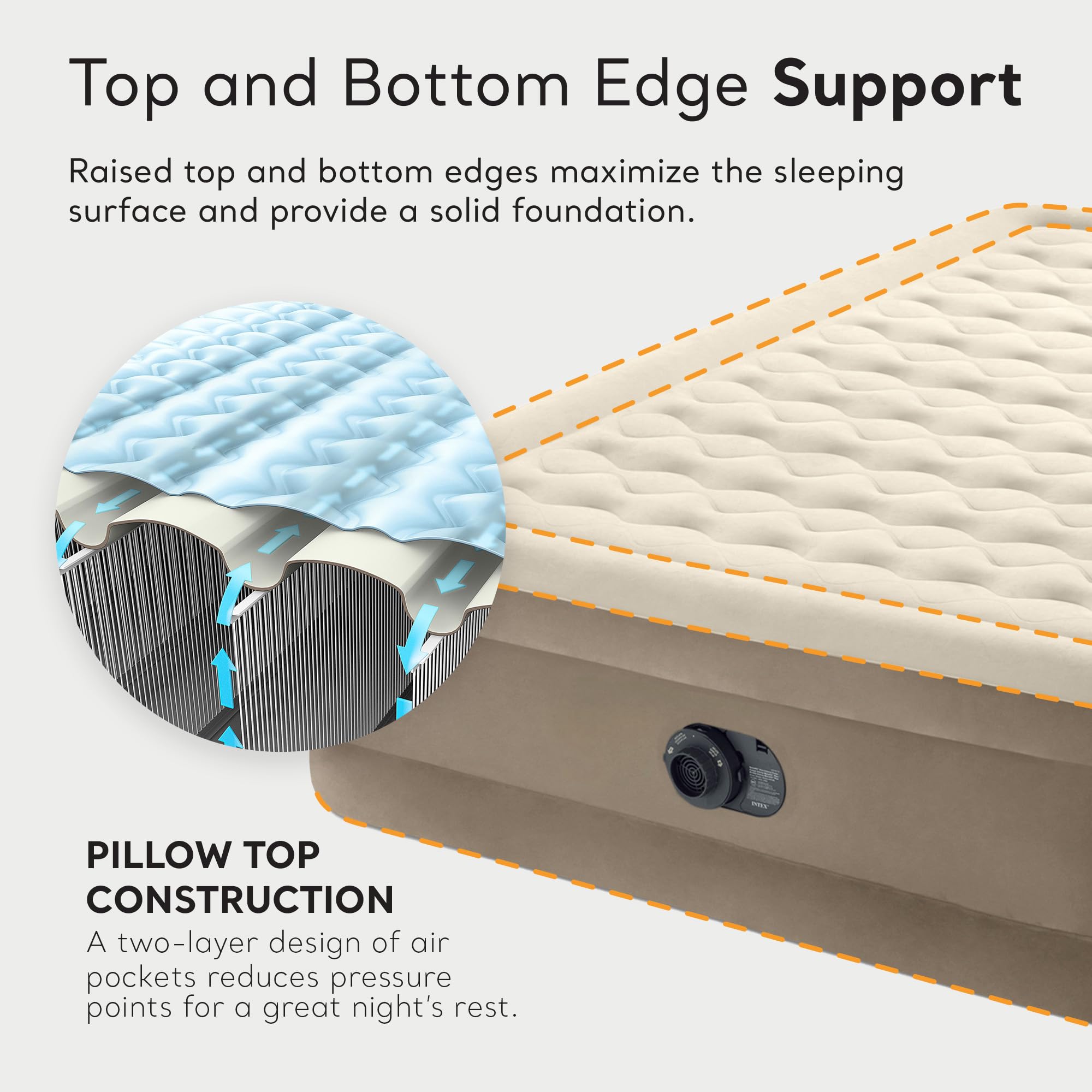 Intex Dura-Beam Deluxe Ultra Plush Air Mattress – 18in Bed Height – 600lb Weight Capacity – Queen Size