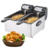 Vexon 3000W Electric Commercial Deep Fryer With Baskets & Lids, 2x3L Stainless Steel Double Deep Fryer