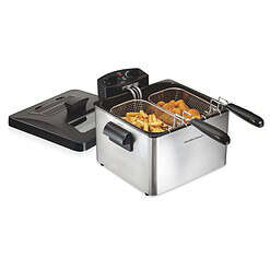 Hamilton Beach 35036 Deep Fryer with 2 Frying Baskets, 19 Cups / 4.5 Liters Oil Capacity,1800 Watts, Stainless Steel