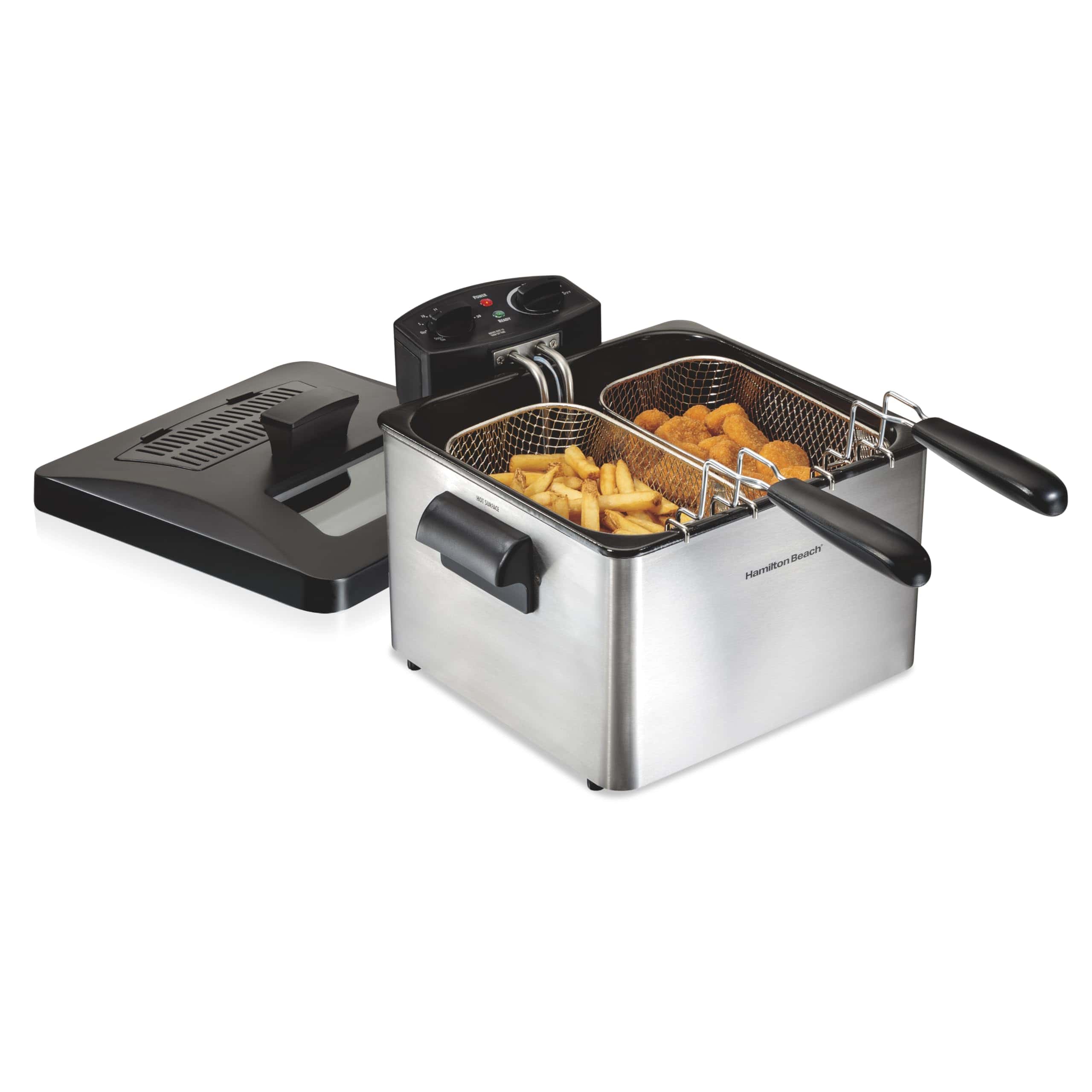 Hamilton Beach 35036 Deep Fryer with 2 Frying Baskets, 19 Cups / 4.5 Liters Oil Capacity,1800 Watts, Stainless Steel
