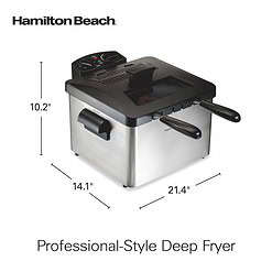 Hamilton Beach 35036 Deep Fryer with 2 Frying Baskets, 19 Cups / 4.5 Liters Oil Capacity,1800 Watts, Stainless Steel