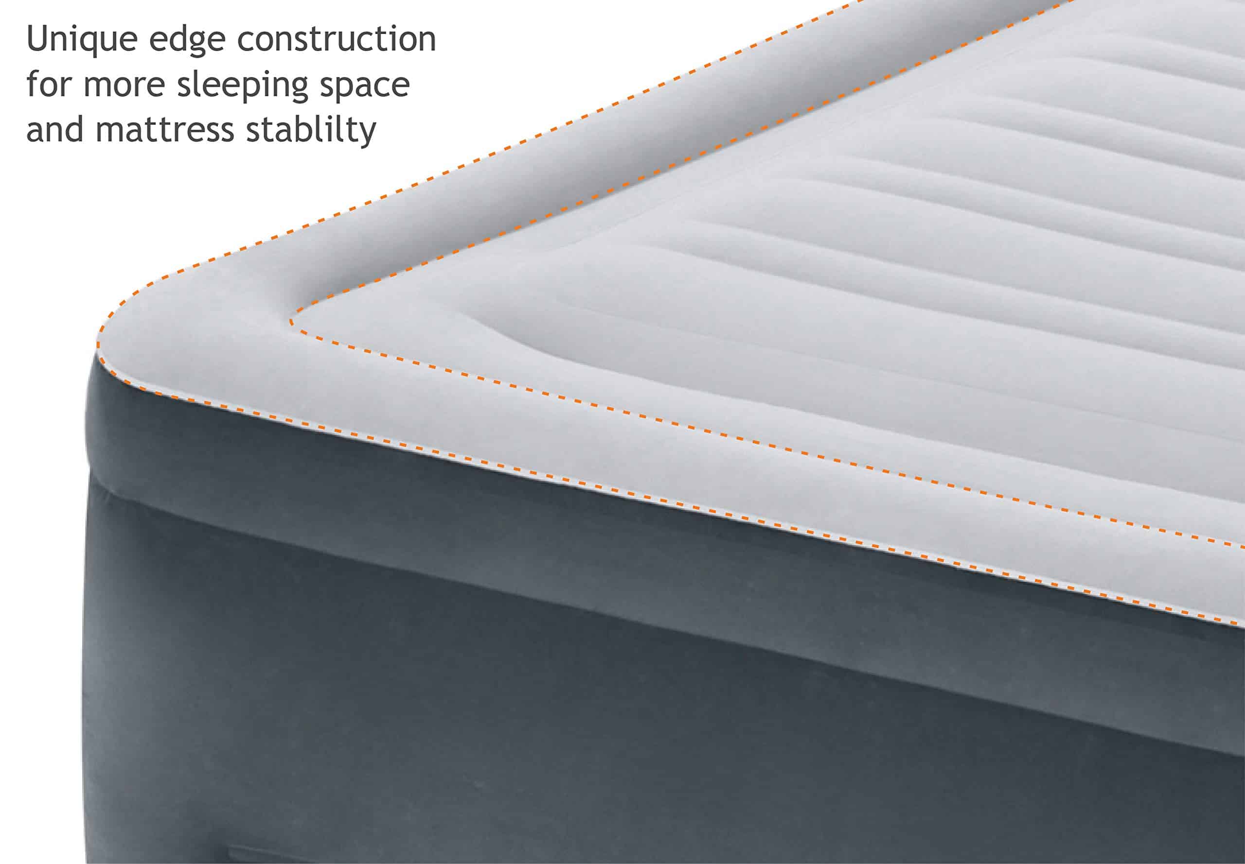 INTEX 64417ED Dura-Beam Deluxe Comfort-Plush High - Rise Air Mattress – 22in Bed Height – 600lb Weight Capacity, Grey