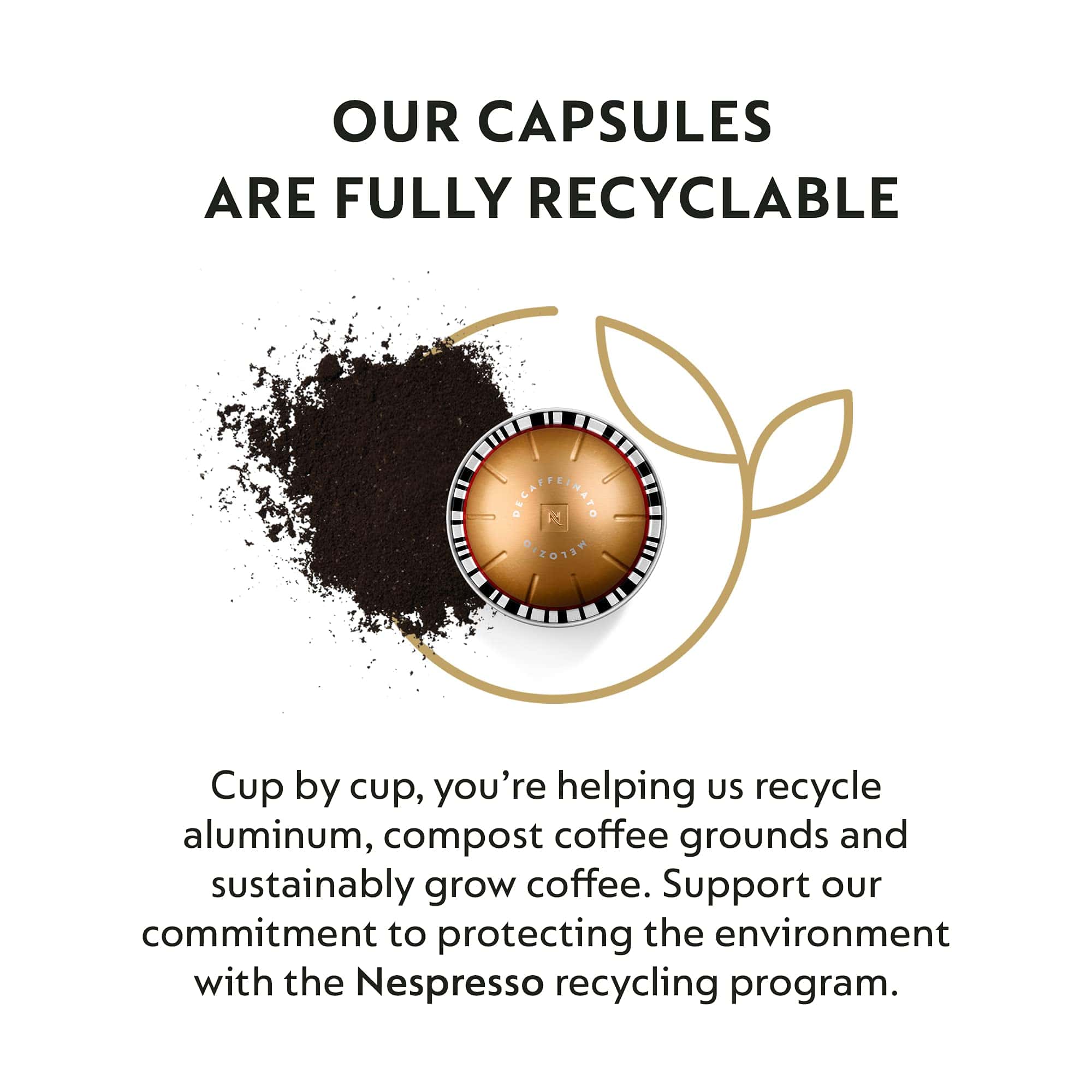 Nespresso Vertuo Melozio Decaffeinato, Medium Roast Espresso, 30 Count Coffee Capsules