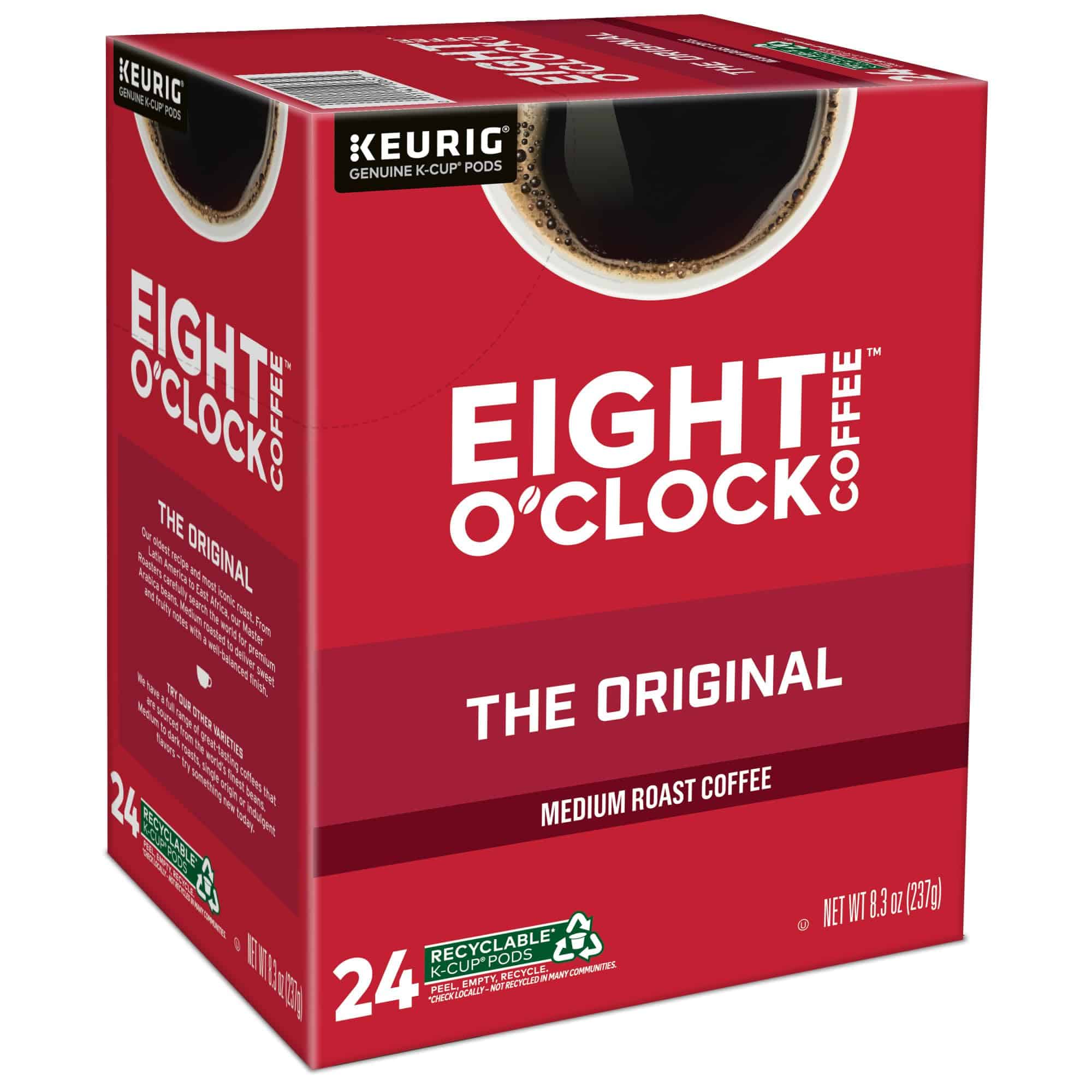 Eight O'Clock Coffee The Original Keurig Single-Serve K-Cup Pods, Medium Roast Coffee, 96 Count (4 Packs of 24)