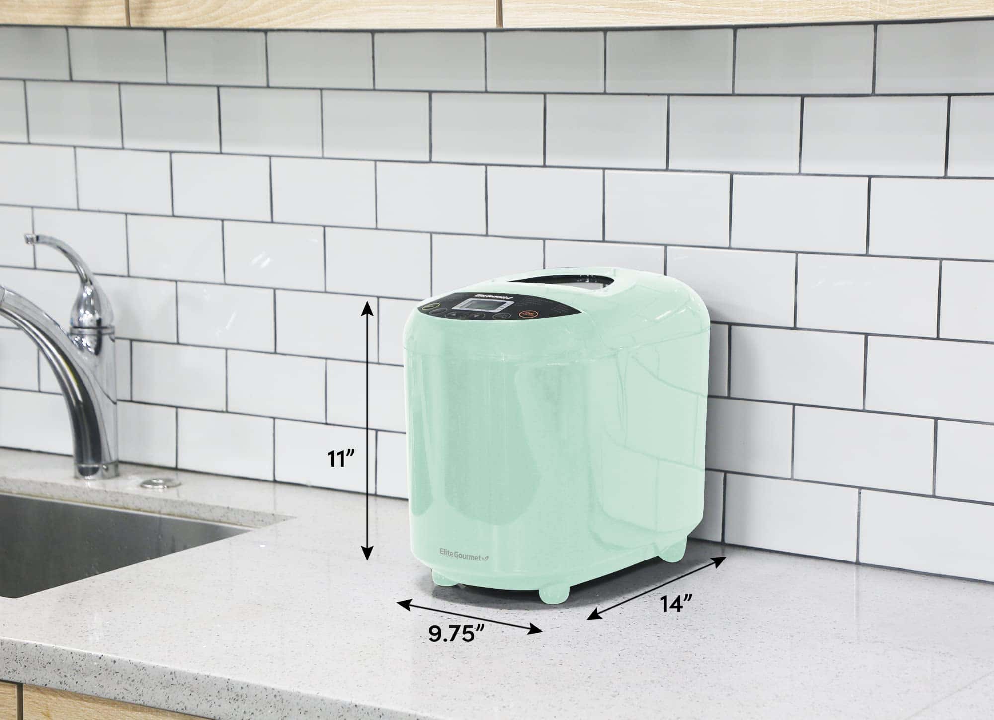 Elite Gourmet EBM8103M Programmable Bread Maker Machine 3 Loaf Sizes, 2 Lbs, Mint