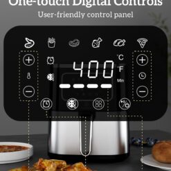 Kitchen Elite Air Fryer Oven 5.5 Qt, 6-in-1 Digital Display Compact Cooker, Stainless Steel, Black