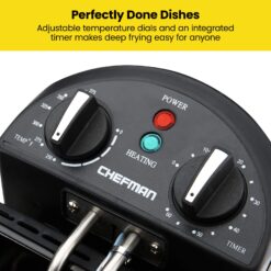 Chefman 4.5 Liter Deep Fryer w/Basket Strainer, XL Jumbo Size, Adjustable Temperature & Timer, Stainless Steel