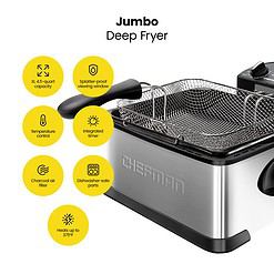 Chefman 4.5 Liter Deep Fryer w/Basket Strainer, XL Jumbo Size, Adjustable Temperature & Timer, Stainless Steel
