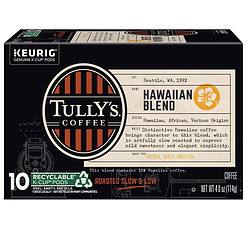 Tully's Coffee Hawaiian Blend, Keurig Single Serve K-Cup Pods, Medium Roast, 60 Count, (6 Packs of 10)