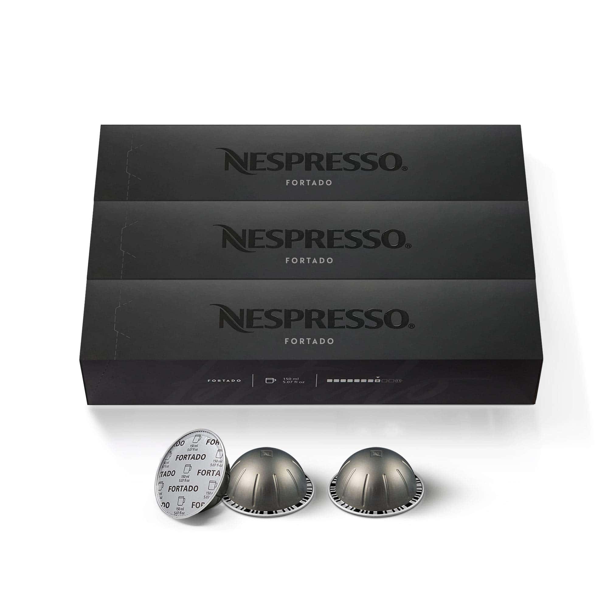Nespresso Capsules Vertuo, Fortado Gran Lungo Americano, Dark Roast Espresso Coffee, 30-Count Coffee Pods, Brews 5 fl. oz