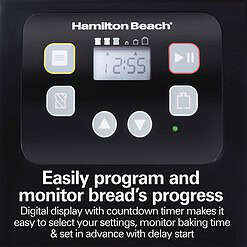 Hamilton Beach Bread Maker Machine, Digital, Programmable, 2 lb Capacity, Black