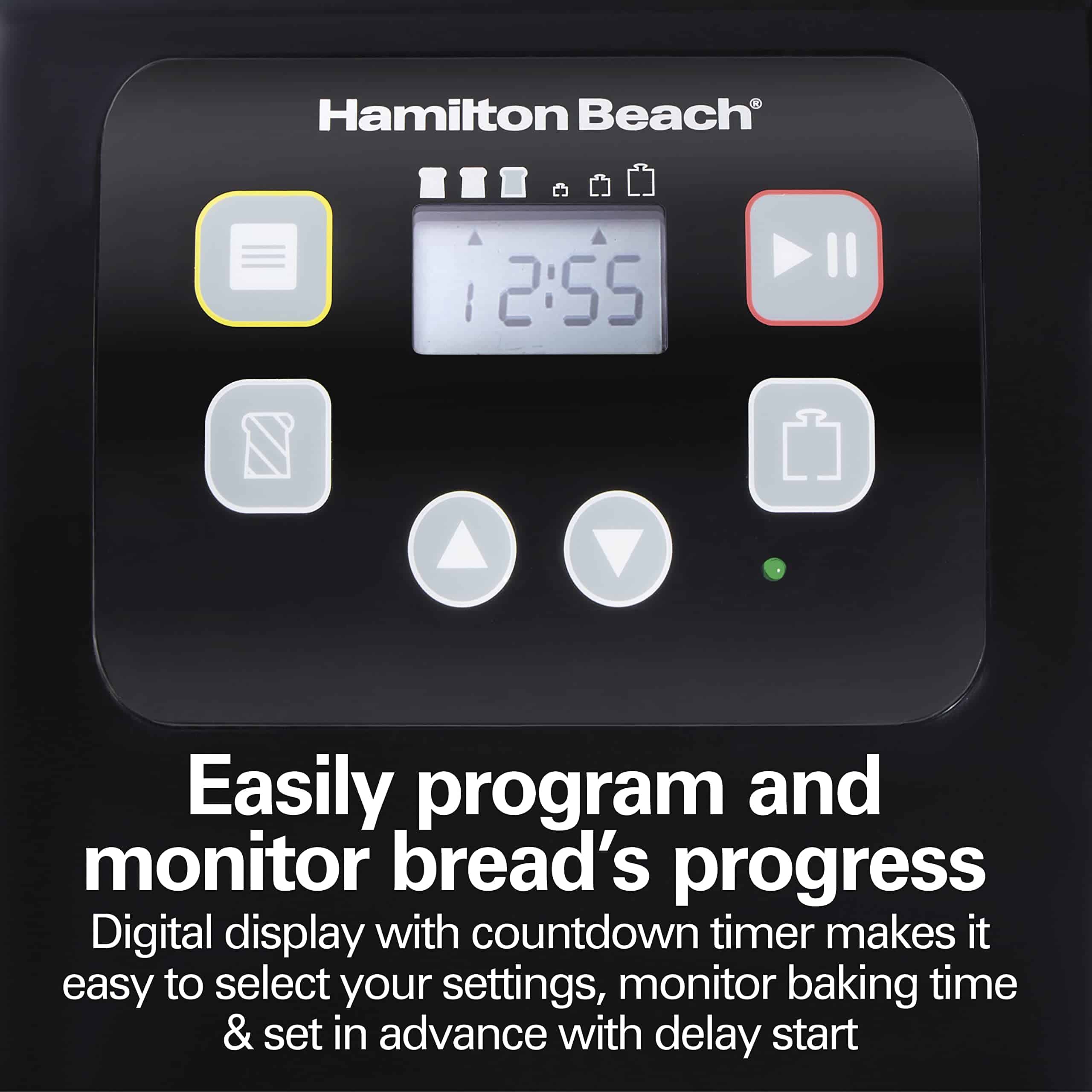Hamilton Beach Bread Maker Machine, Digital, Programmable, 2 lb Capacity, Black