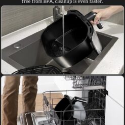 Kitchen Elite Air Fryer Oven 5.5 Qt, 6-in-1 Digital Display Compact Cooker, Stainless Steel, Black