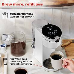 Instant Pot K-Cup Pod Compatible Single Serve Coffee Maker with Reusable Pod and Bold Setting, 8-12oz, 40oz Reservoir, White