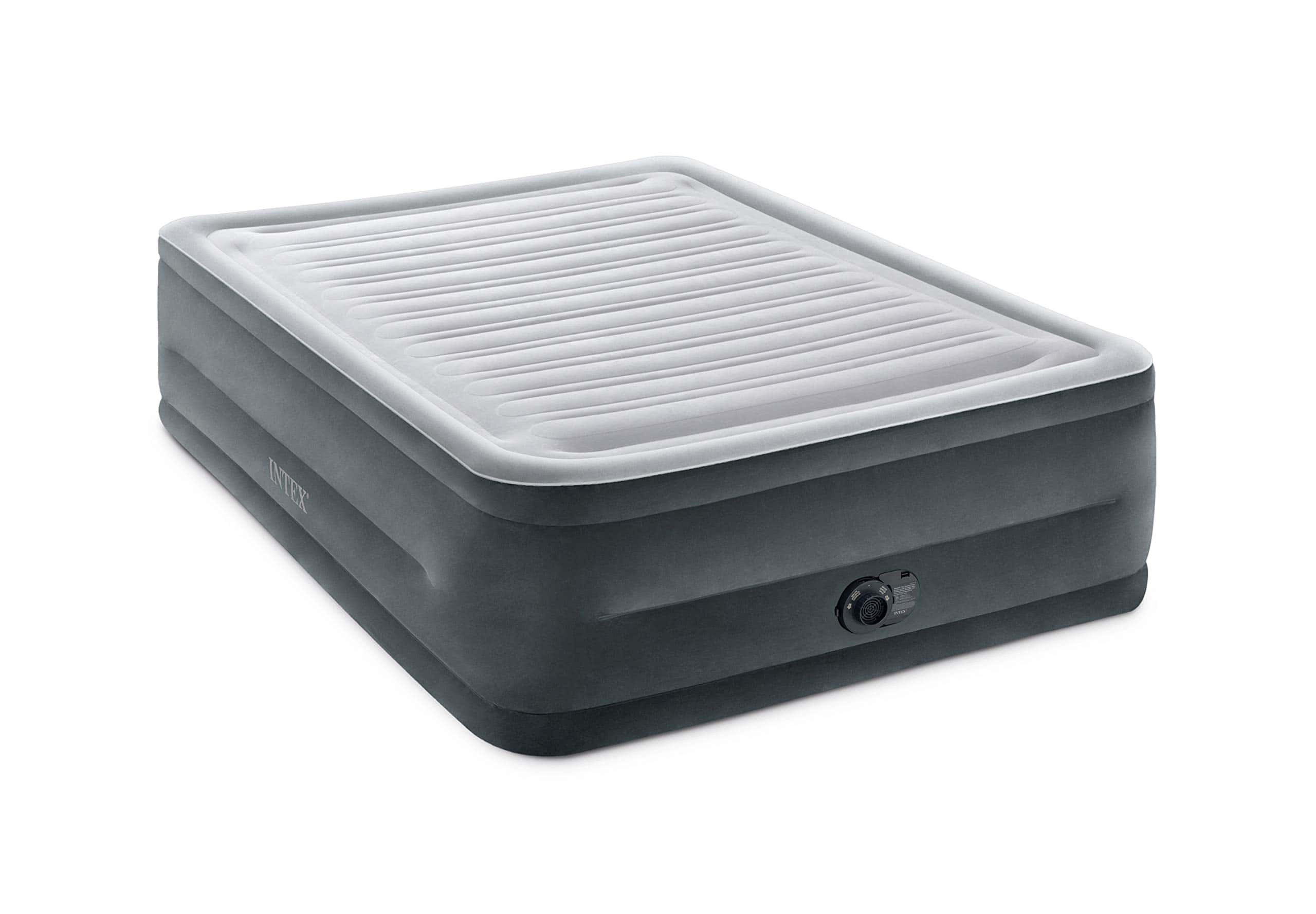 INTEX 64417ED Dura-Beam Deluxe Comfort-Plush High - Rise Air Mattress – 22in Bed Height – 600lb Weight Capacity, Grey
