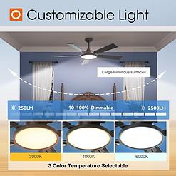 addlon Ceiling Fans with Lights, 52 inch Black Ceiling Fan with Light and Remote Control