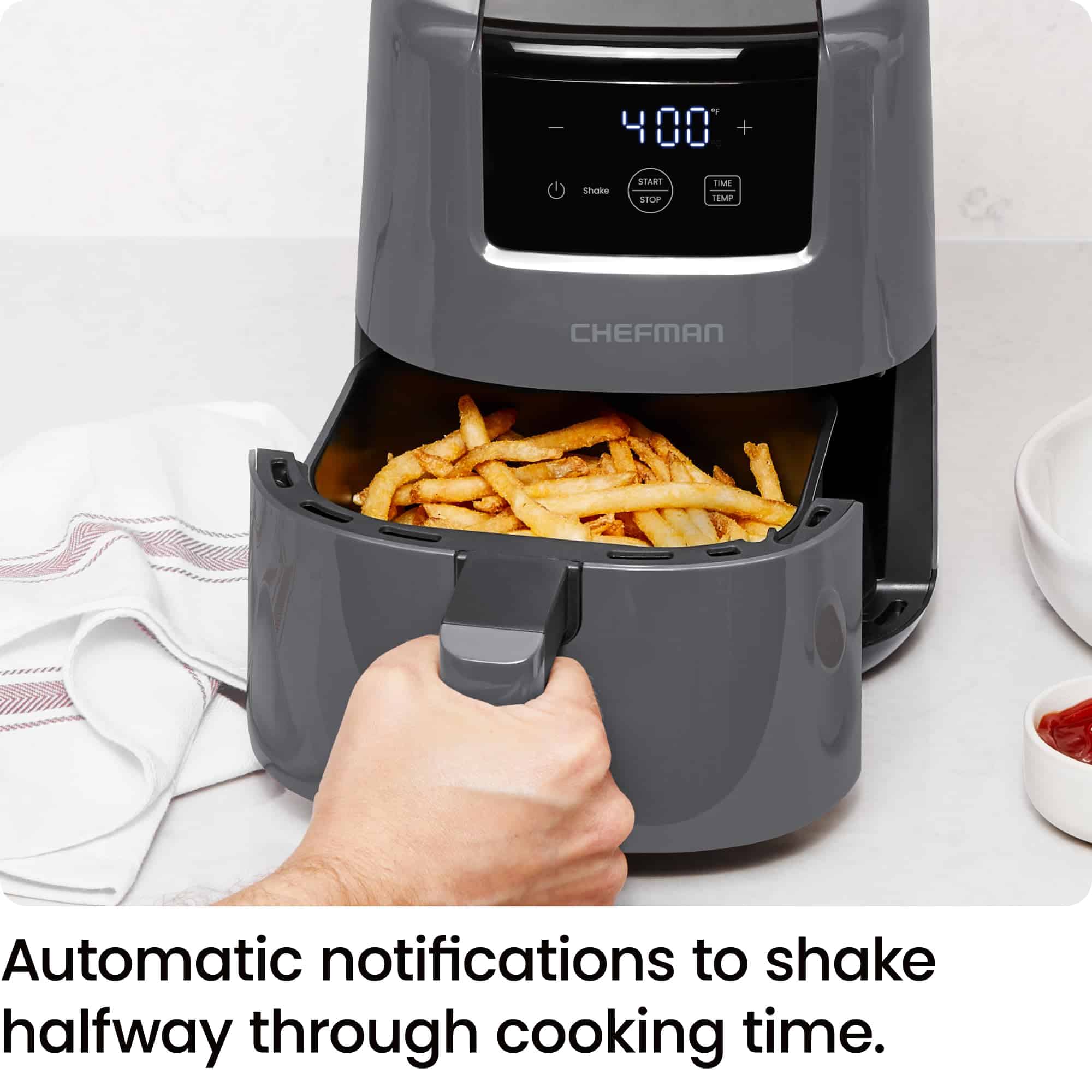 CHEFMAN 2 Qt Mini Air Fryer – Digital Space-Saving Compact Air Fryer, Grey