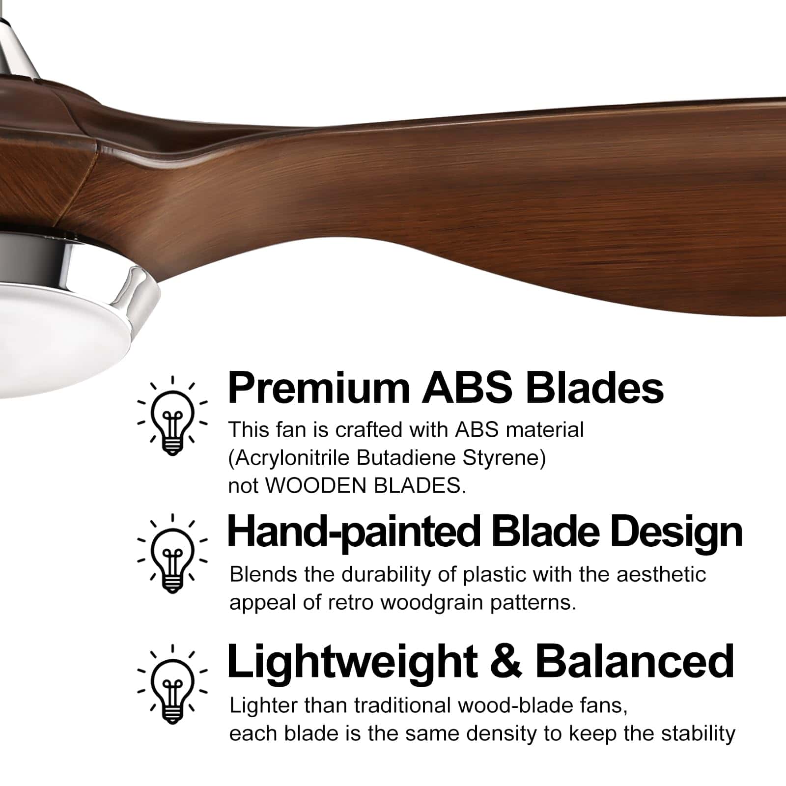 reiga 52 Inch ETL Listed High CFM Quiet DC Motor Smart Ceiling Fans with Lights Remote Control