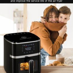 Kitchen Elite Air Fryer Oven 5.28 Qt, 7-in-1 Digital Display Compact Cooker with Easy View Windows, Black