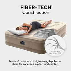Intex Dura-Beam Deluxe Ultra Plush Air Mattress – 18in Bed Height – 600lb Weight Capacity – Queen Size