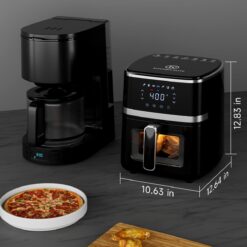 Kitchen Elite Air Fryer Oven 5.28 Qt, 7-in-1 Digital Display Compact Cooker with Easy View Windows, Black