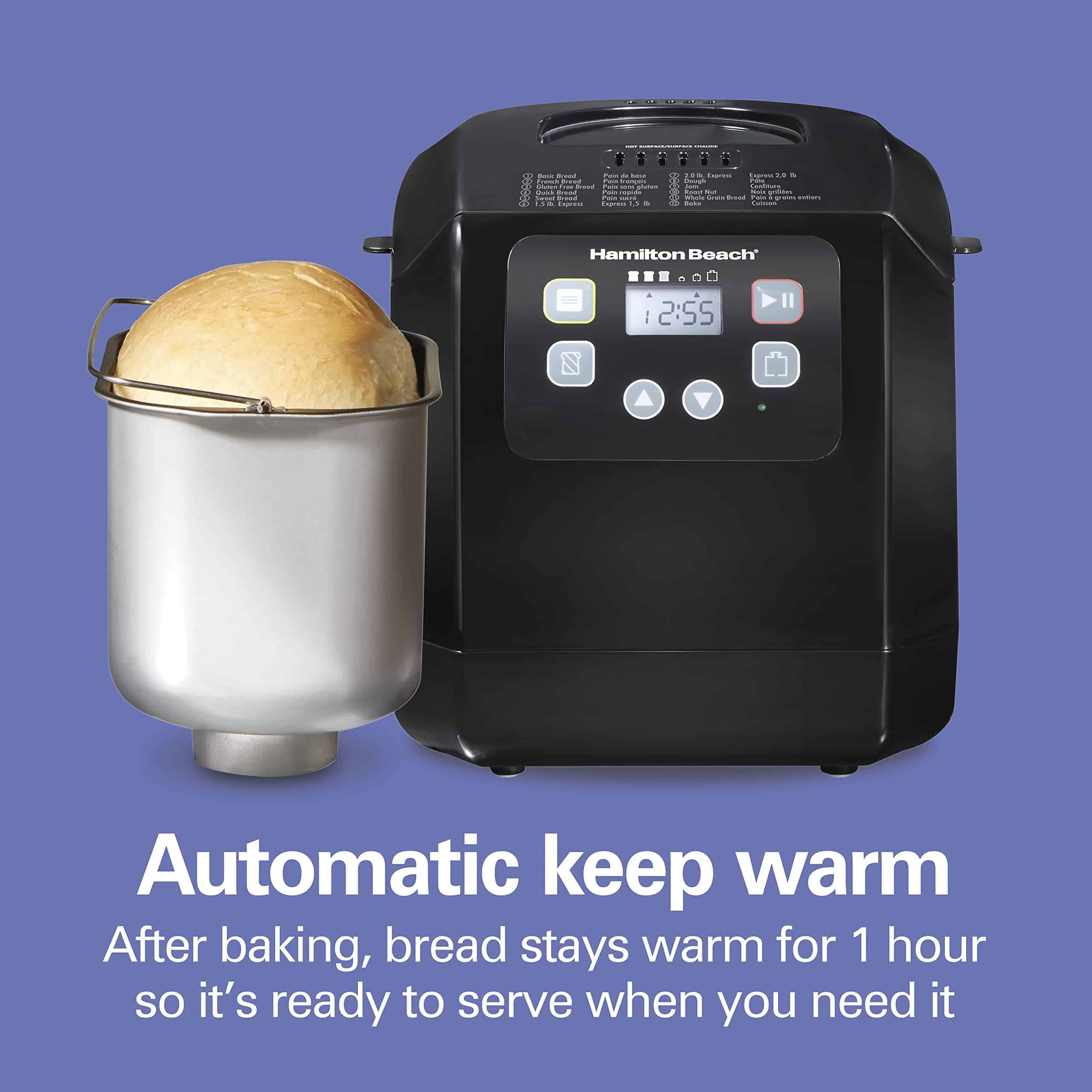 Hamilton Beach Bread Maker Machine, Digital, Programmable, 2 lb Capacity, Black