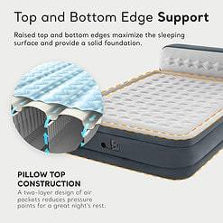 INTEX 64447ED Dura-Beam Deluxe Ultra Plush Air Mattress with Headboard – 18in Bed Height – 600lb Weight Capacity