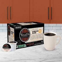 Tully's Coffee Hawaiian Blend Keurig Single-Serve K-Cup Pods, Medium Roast, 72 Count (6 Packs of 12)