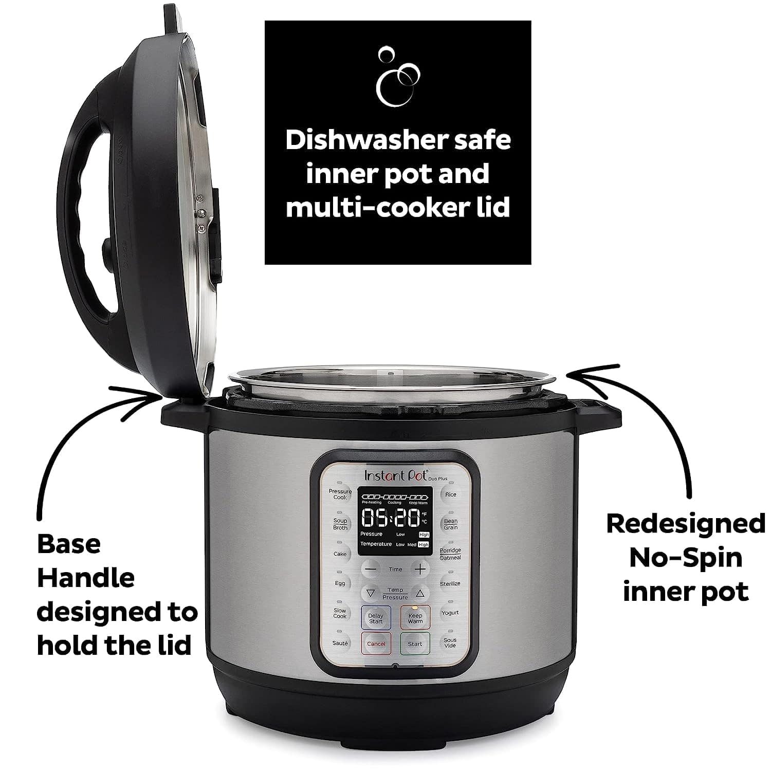 Instant Pot Duo Plus 9-in-1 Electric Pressure Cooker, Includes App With Over 800 Recipes, Stainless Steel, 6 Quart