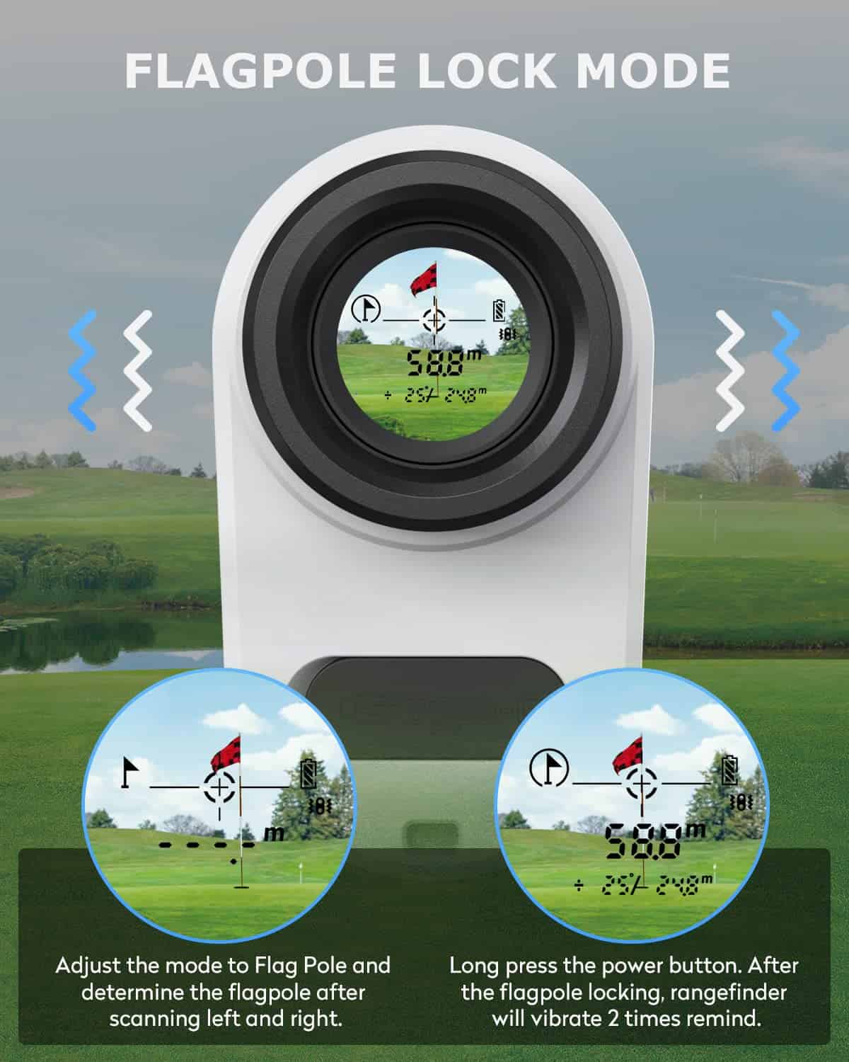 Jiehome X1 Golf Rangefinder with Slope, Flagpole Lock and Vibration, 660/1100YDS Laser Rangefinder for Golfing & Hunting