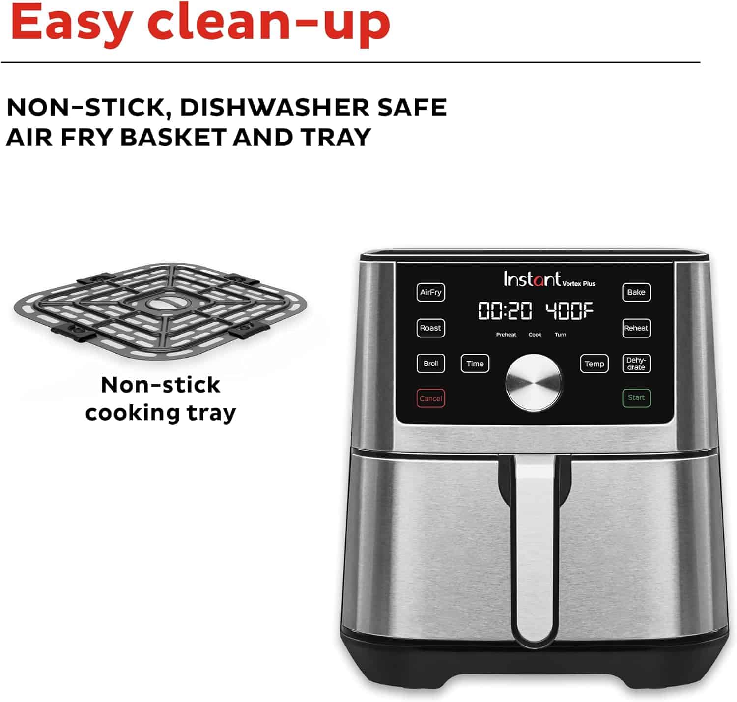 Instant Pot Vortex Plus 6-in-1, 4-quart Air Fryer Oven with Customizable Smart Cooking Programs, Stainless Steel