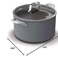 Ninja C30480 Foodi NeverStick Premium 8-Quart Stock Pot with Glass Lid, Hard-Anodized, Slate Grey