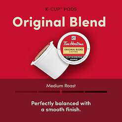 Tim Hortons Original Blend, Medium Roast Coffee, 72ct K-Cups, 12 Count (Pack of 6)