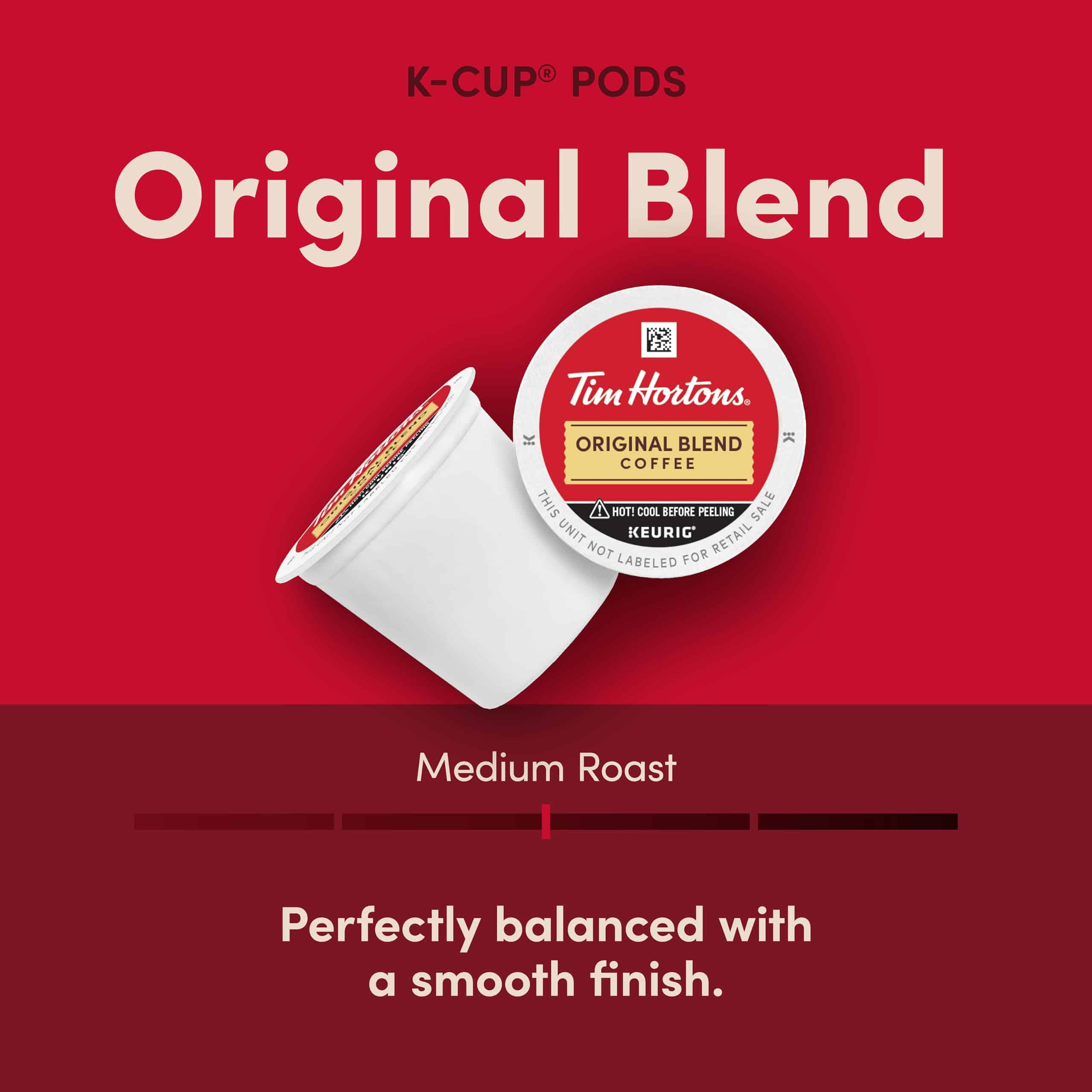 Tim Hortons Original Blend, Medium Roast Coffee, 72ct K-Cups, 12 Count (Pack of 6)